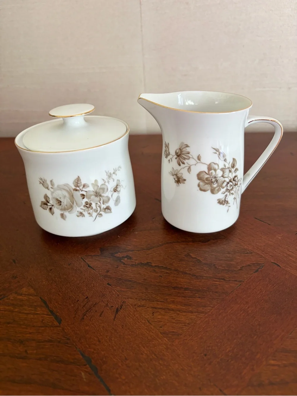 Vintage Johann Haviland Twilight Rose , Creamer and Sugar Bowl Set, Bavaria